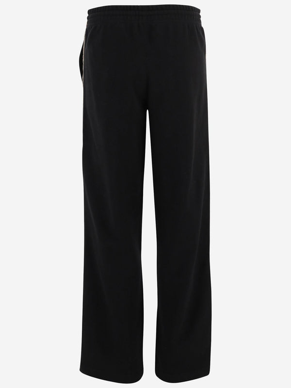 Cotton Pants With Check Details Black Trousers