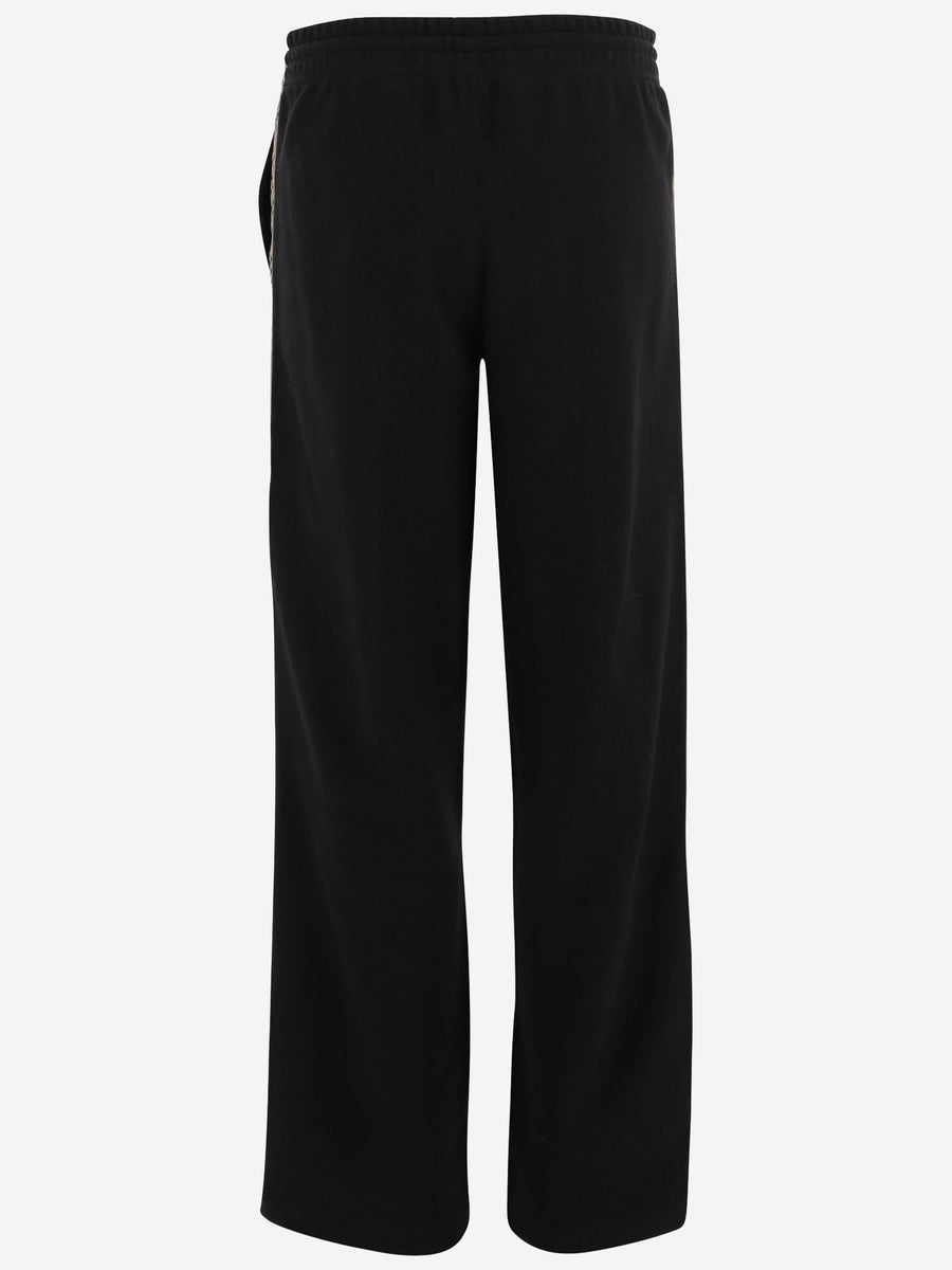 Cotton Pants With Check Details Black Trousers