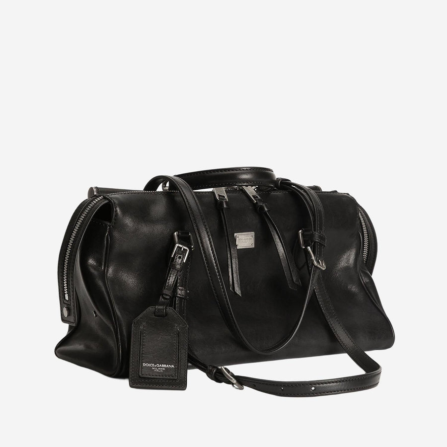 Calfskin Shoulder Bag With Charm Black