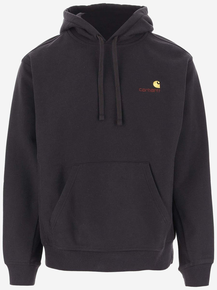Cotton Sweatshirt With Embroidered Logo Black Sweatshirts