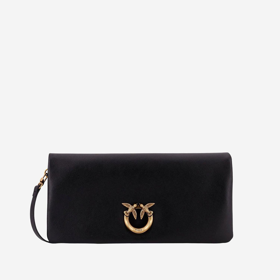 Love Bag Click Soft Leather Clutch Black Shoulder