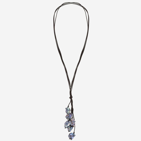 Suede Necklace With Pearls Multicolour