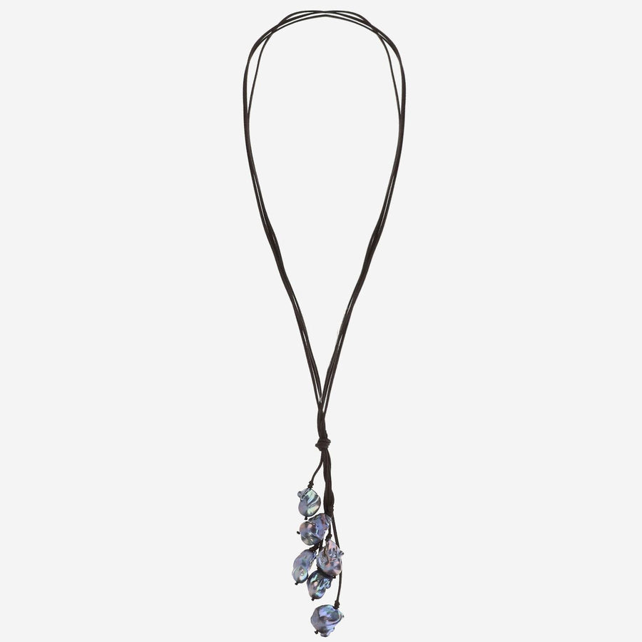 Suede Necklace With Pearls Multicolour