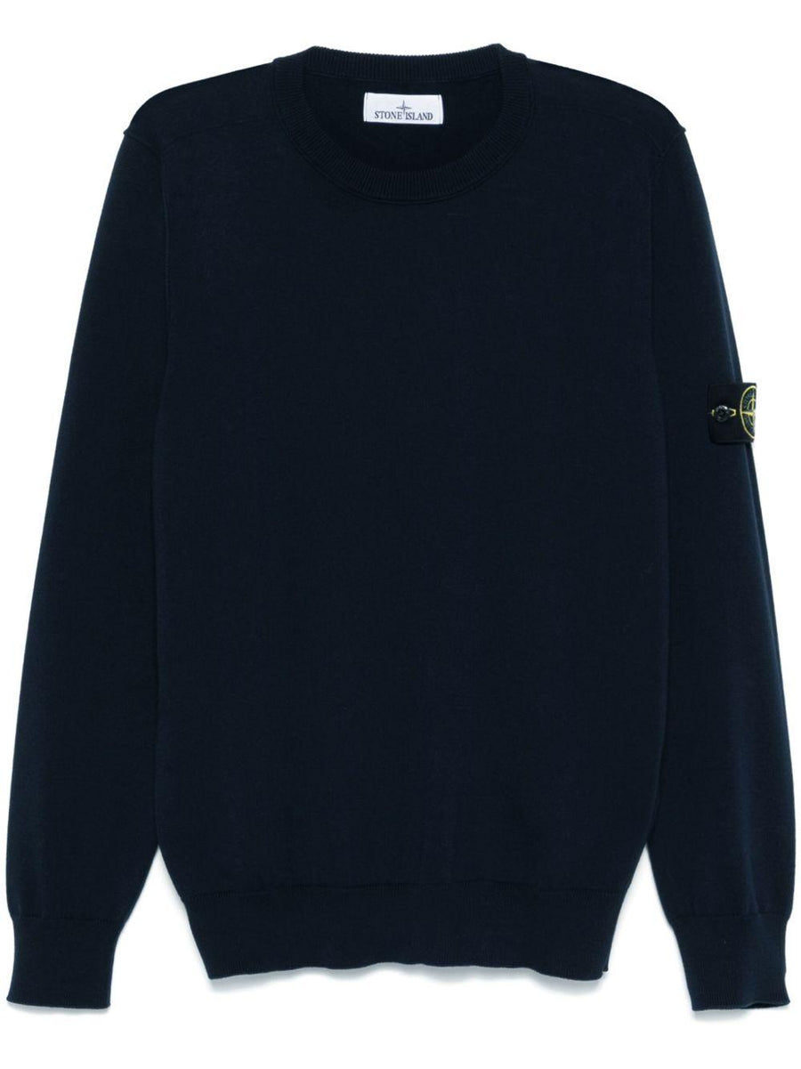 Sweater With Ribbed Detailing Blue Cotton
