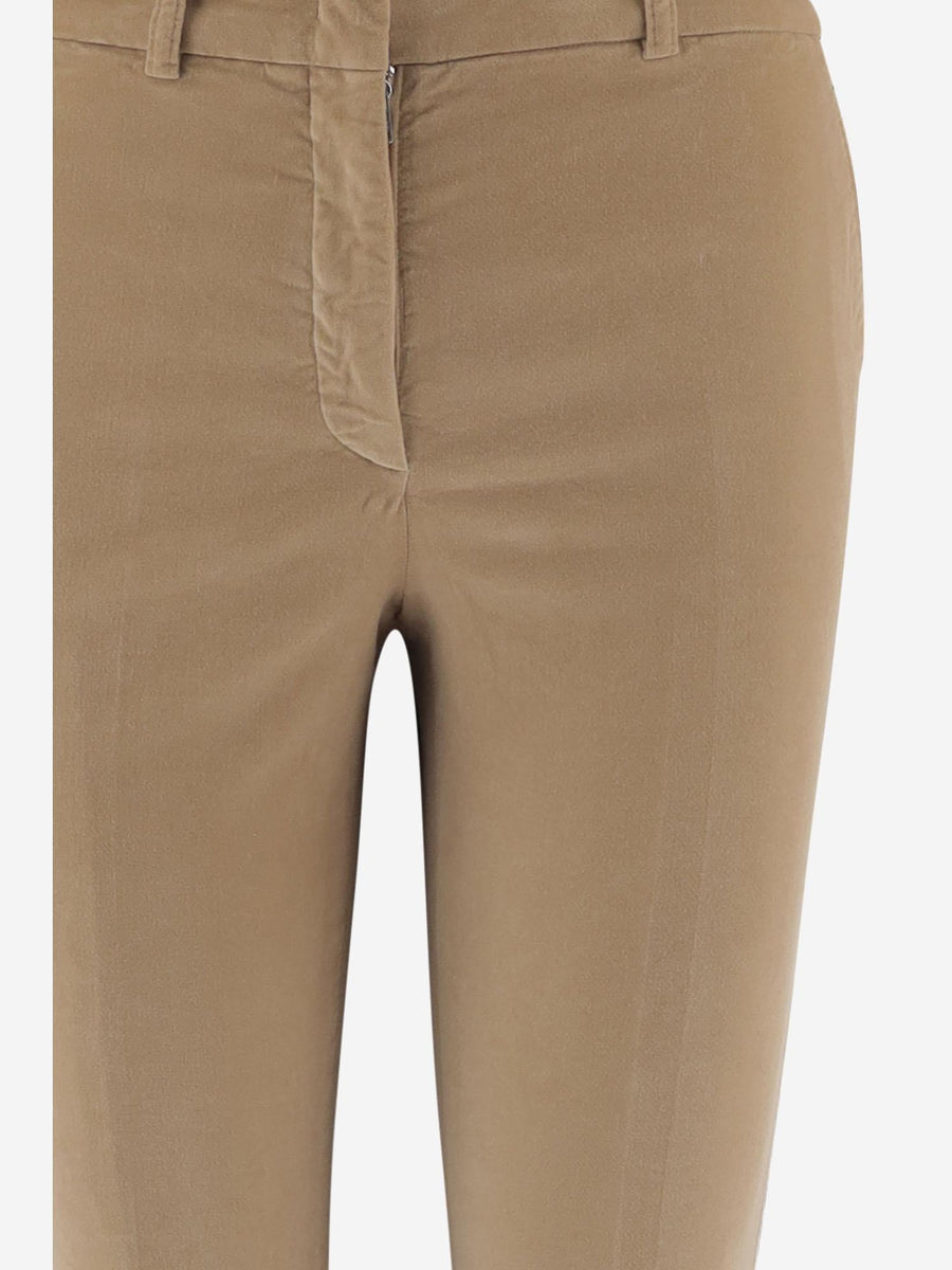 Stretch Cotton Corduroy Trousers Beige