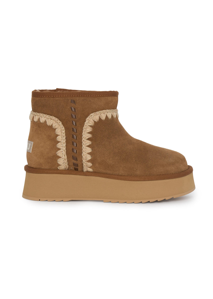 Mou Boots With Eva Rubber Sole Cognac Sheepskin Suede