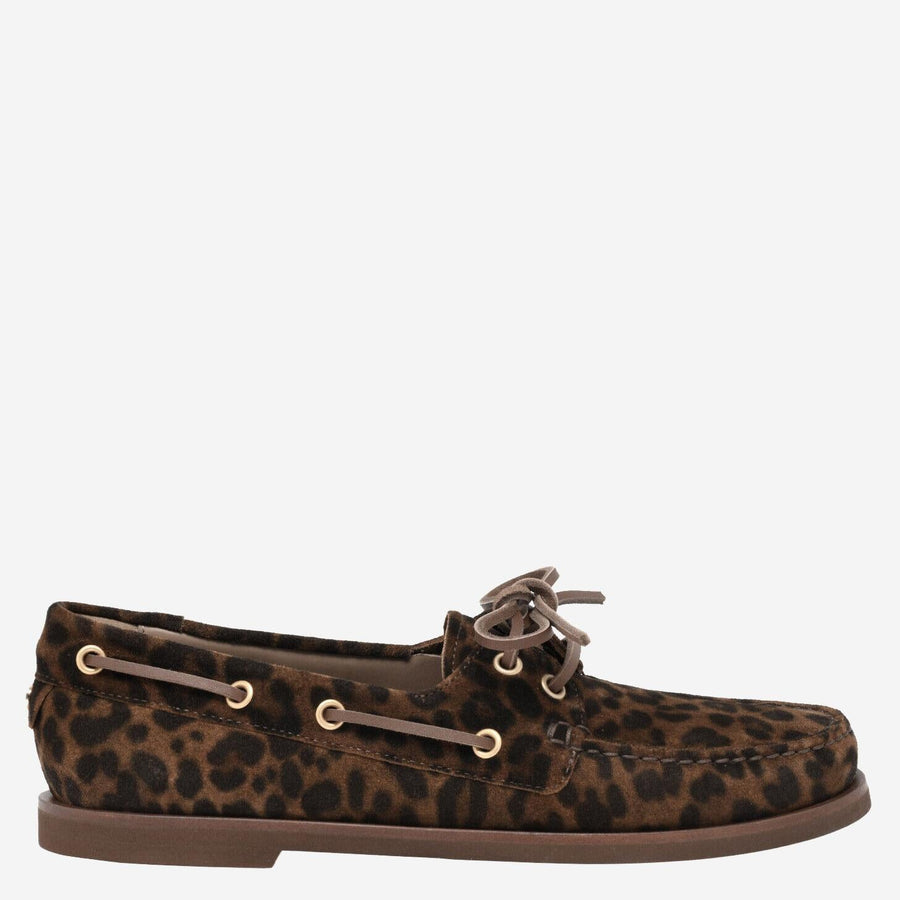 Animal Print Loafers Suede Leather