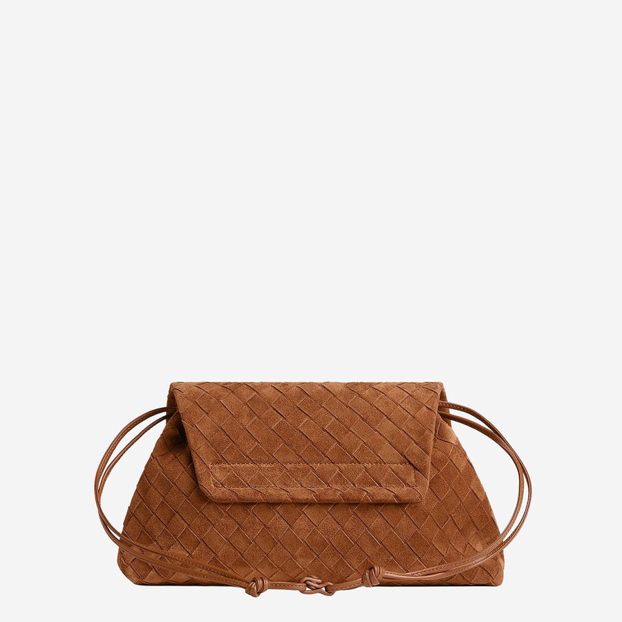Suede Day Pouch Bag Brown Calf Skin Clutch