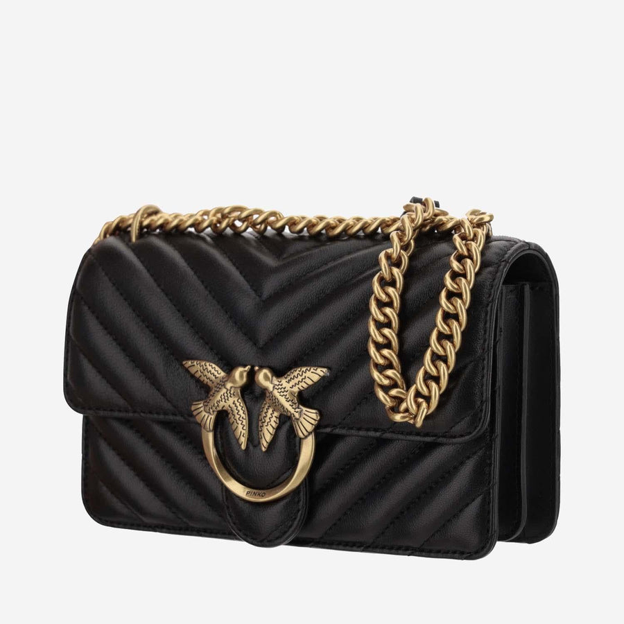 Leather Bag Mini Love One Black Shoulder