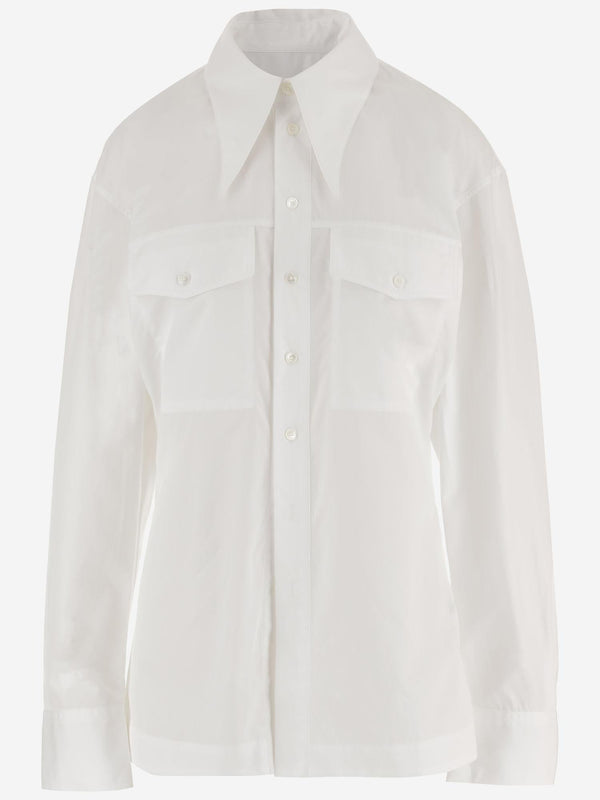 Cotton Shirt With Pointed Collar White
