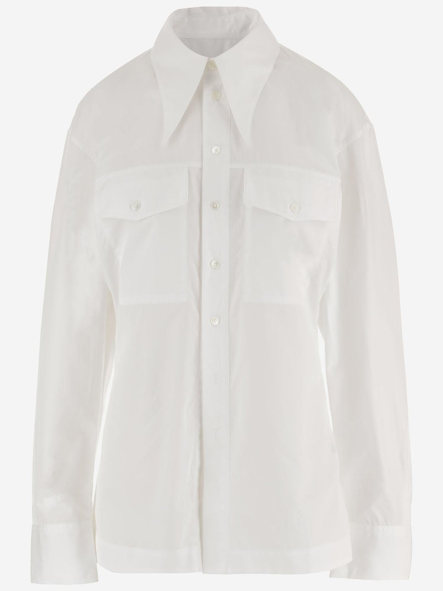 Cotton Shirt With Pointed Collar White