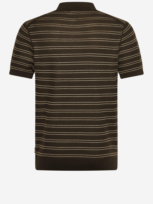 Polo Shirt Striped Cotton-Blend Dark Brown