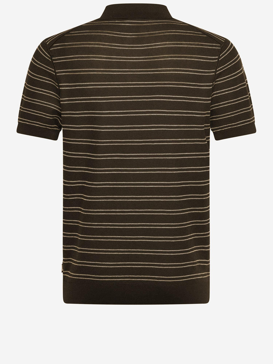 Polo Shirt Striped Cotton-Blend Dark Brown