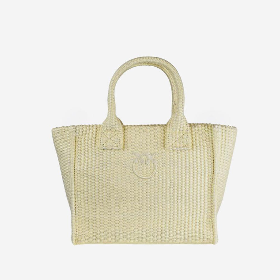 Shopping Bag Raffia Yellow Polypropylene Shoulder