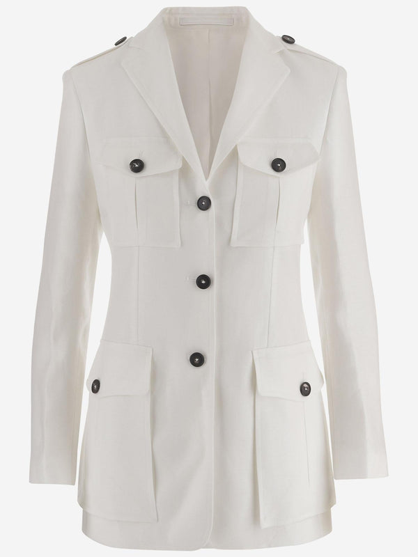 Jacket Single-Breasted Linen White