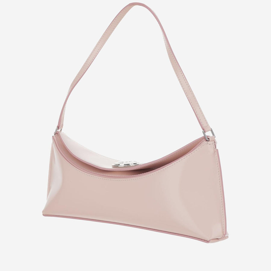 Ovalo Leather Clutch Bag Pink Calfskin Shoulder