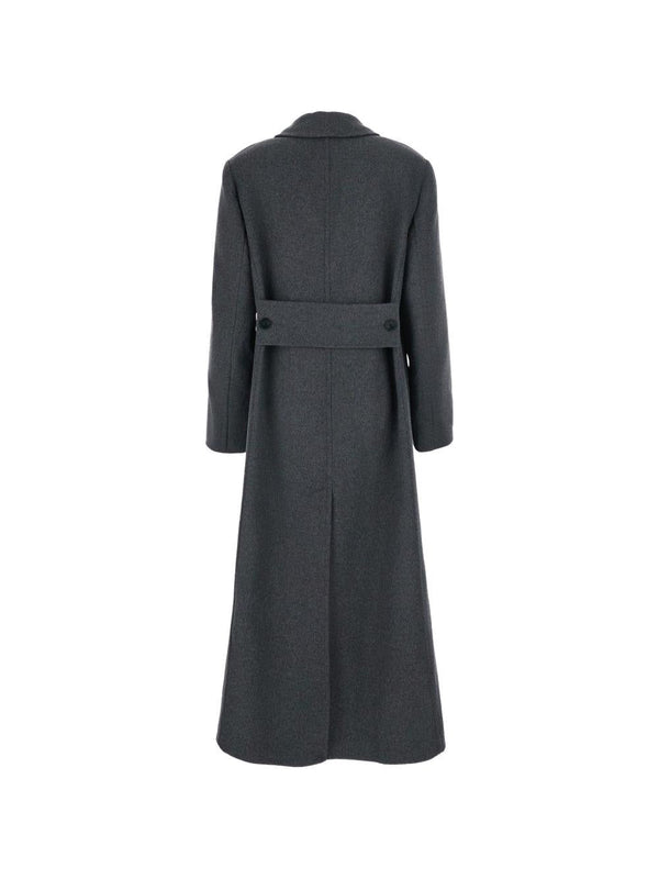 Double-Breasted Virgin Wool Coat Grey