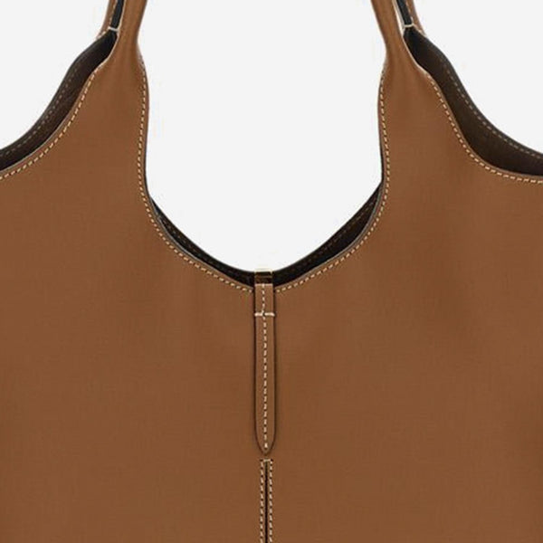 Leather Shopping Bag Brown Calfskin Shoulder
