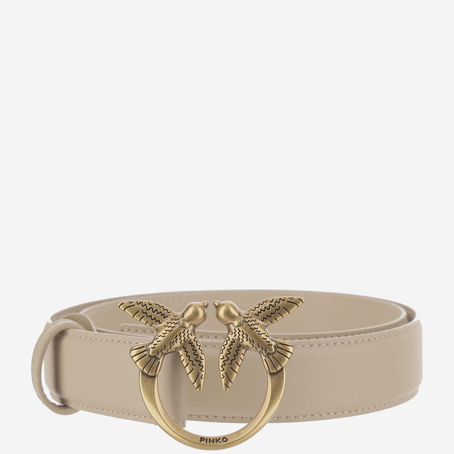 Leather Belt Love Berry Beige