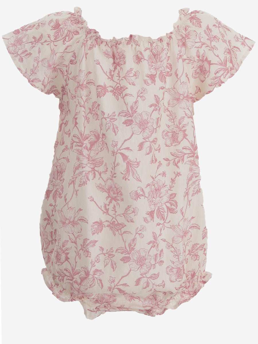 Romper Floral Pattern Red Linen Babygrow Sets