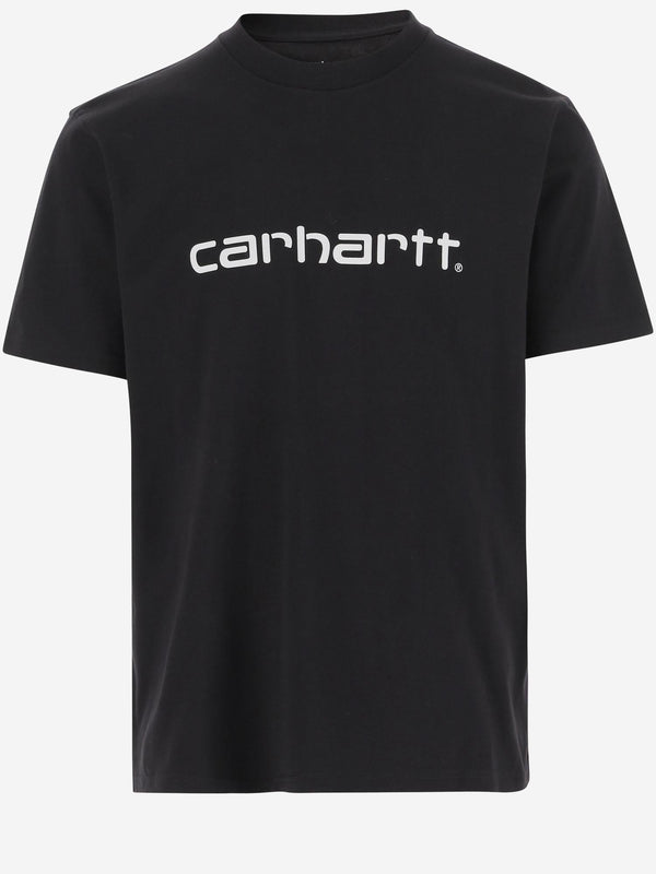 S-S Script T-Shirt With Logo Black Cotton T-shirts