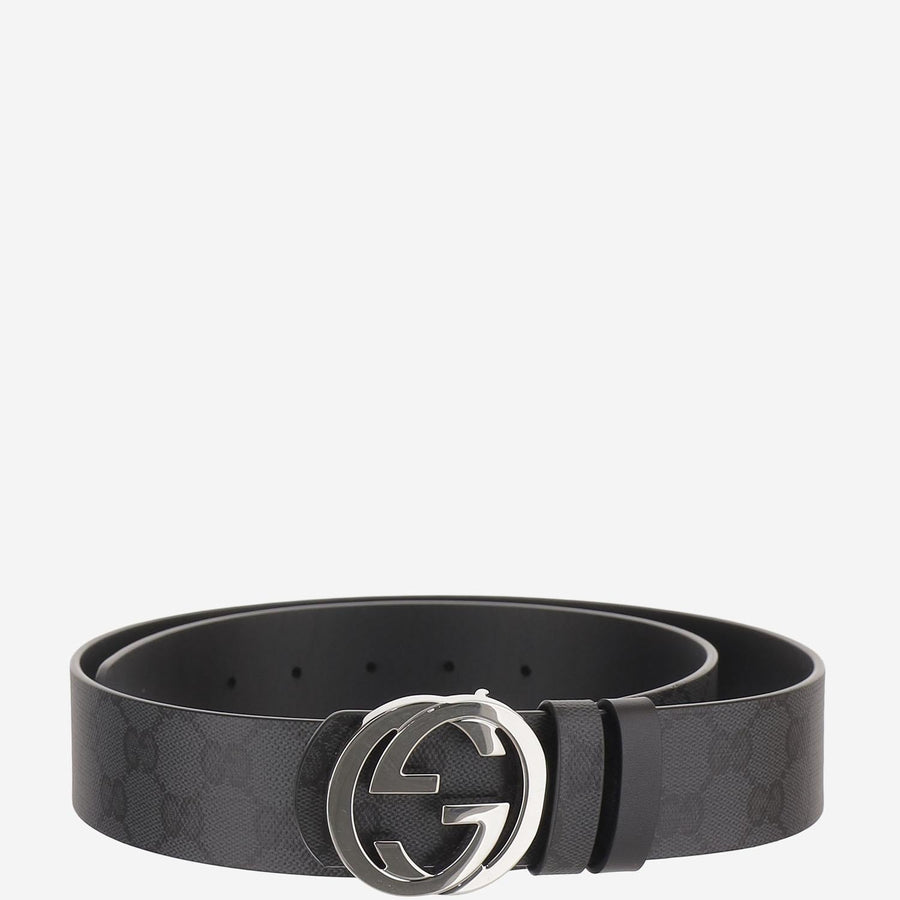 Reversible Belt With Gg Cross Buckle Black Leather