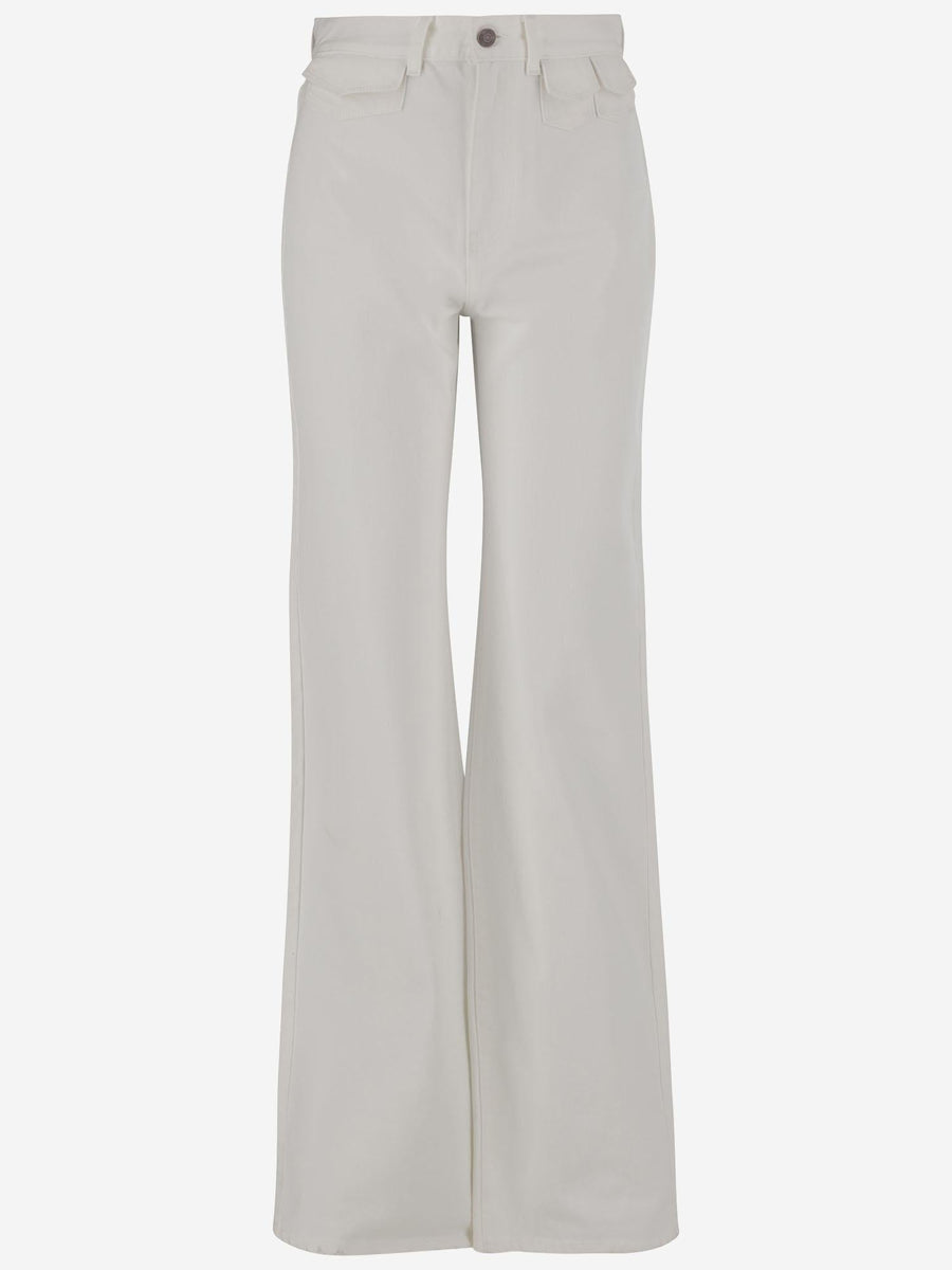 High Waist Cotton Flare Jeans White