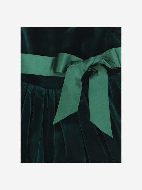 Dress Velvet Flared Green Cotton