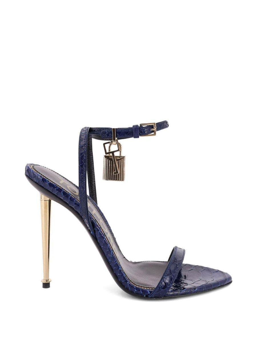 Sandals Padlock Blue Leather Calf