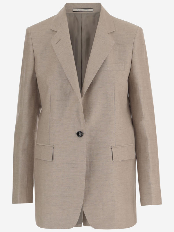 Linen And Cotton Blend Jacket Beige