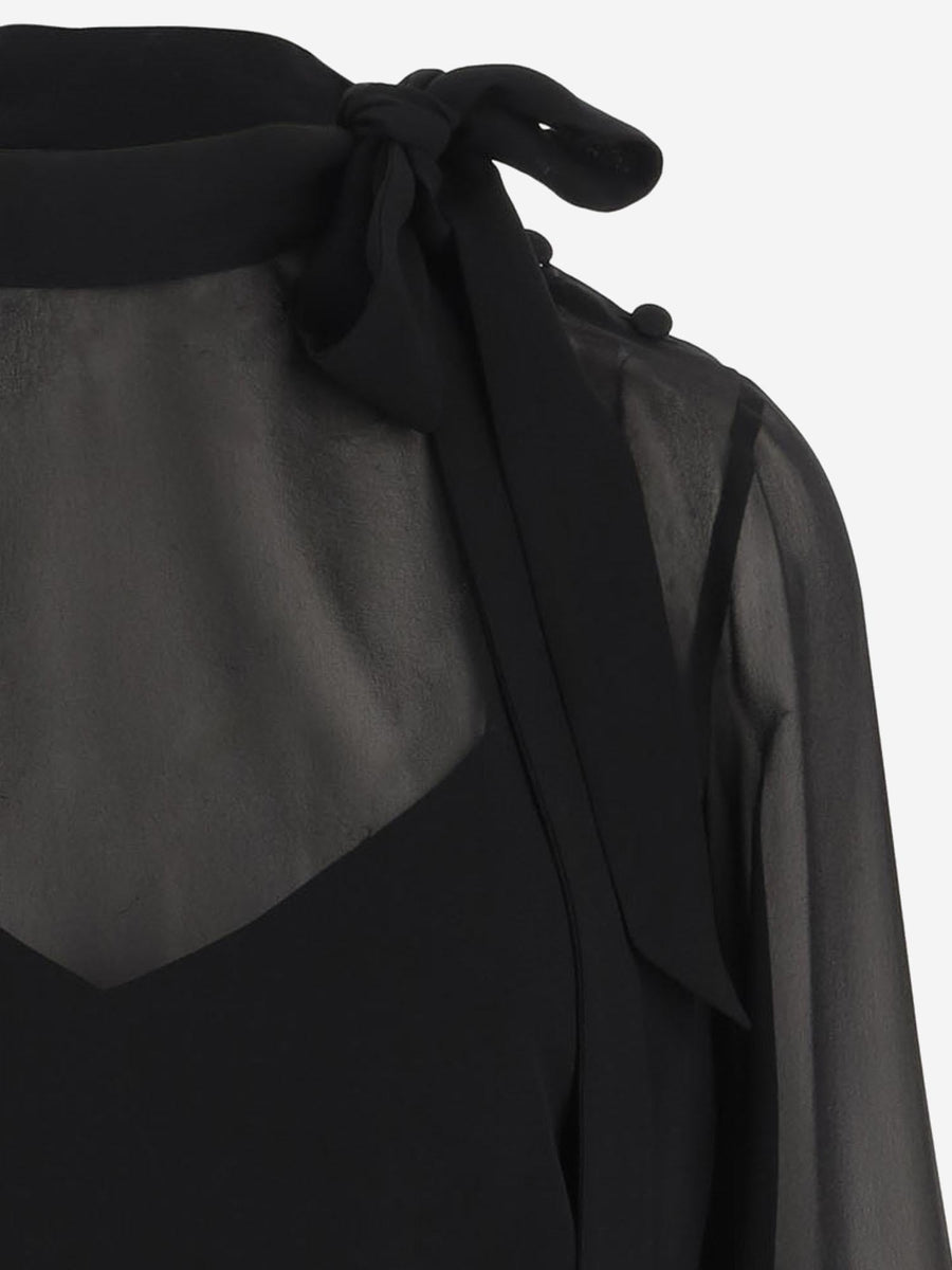 Top Silk Georgette Black Tops