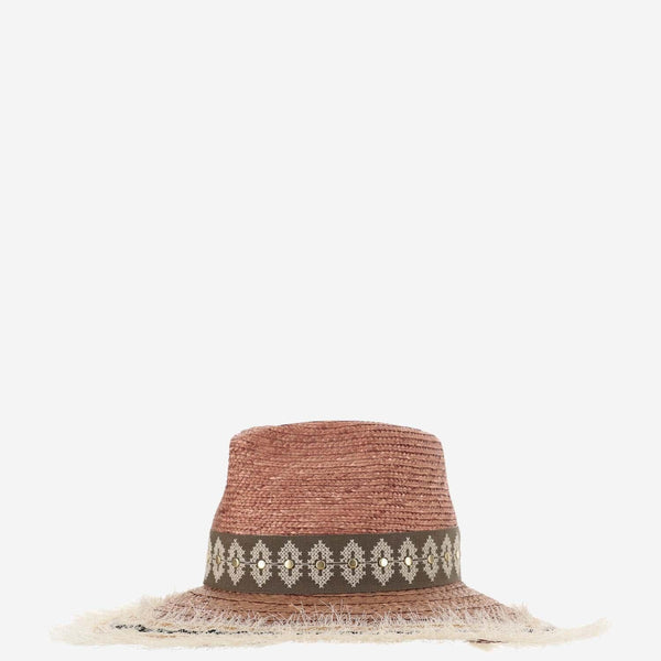 Straw And Viscose Blend Hat With Embroidery