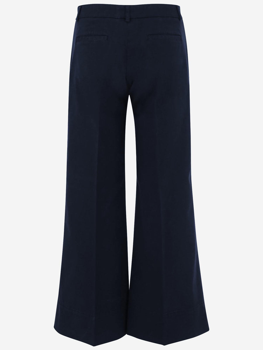 Elegant Stretch Pants Navy Cotton Trousers