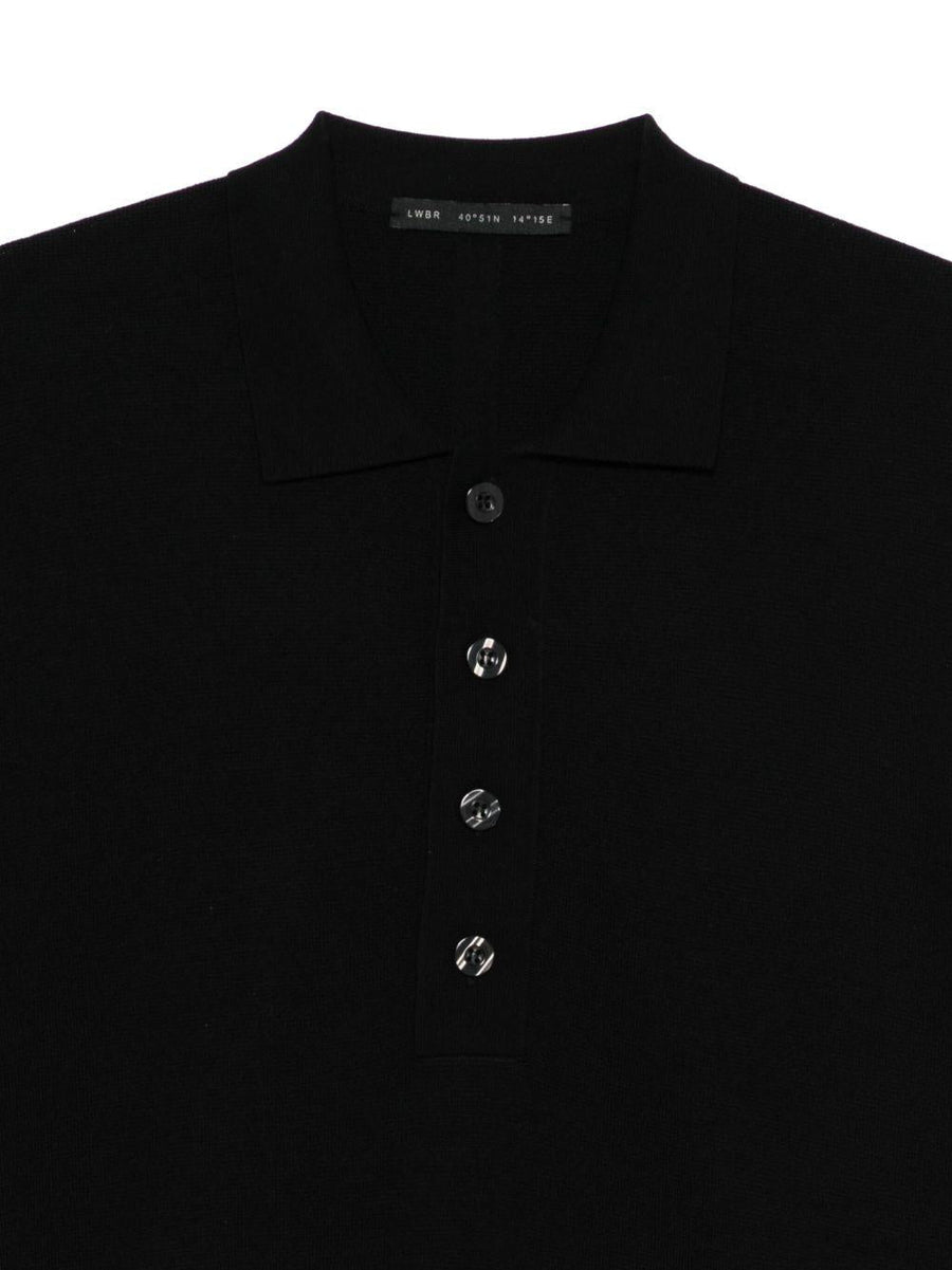 Sweater With Button Placket Black Wool