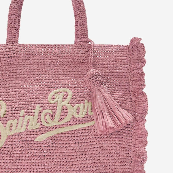 Shoulder Bag Volant Raffia Pink