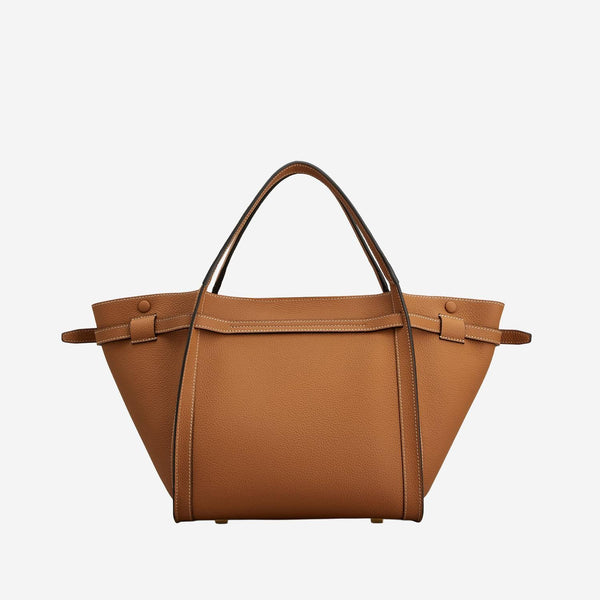 Leather Shopping Bag With Logo Brown Calfskin Handbags