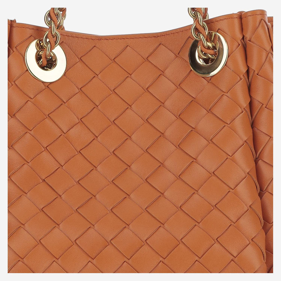 Small Leather Parachute Bag Orange Lambskin Shoulder