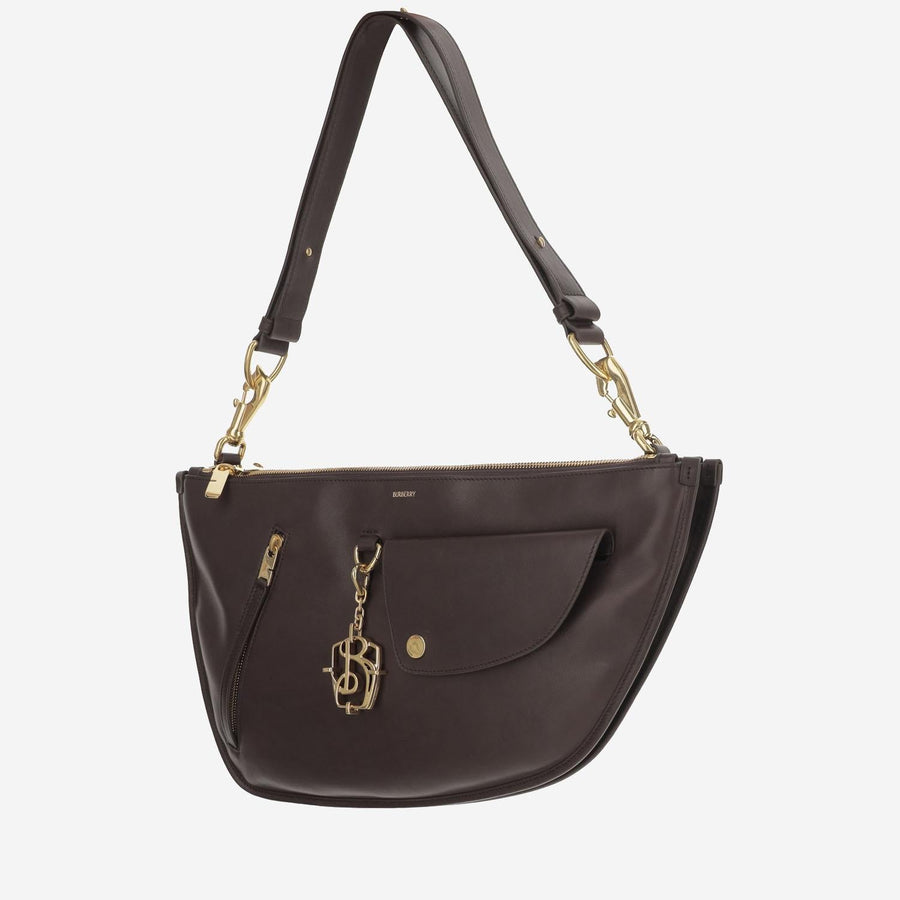 Double Shield Bag Brown Calfskin Shoulder
