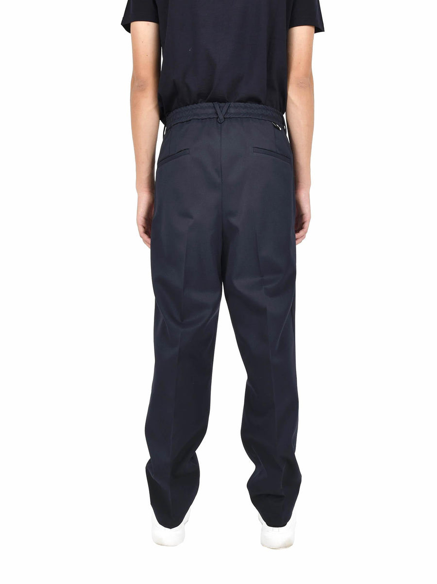 Trousers Carrot Fit Navy Cotton