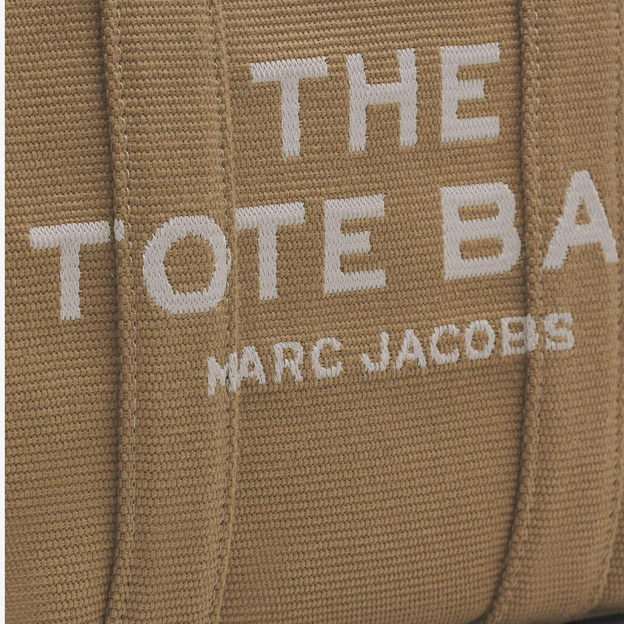 Jacquard Mini Tote Bag Beige Cotton Shoulder