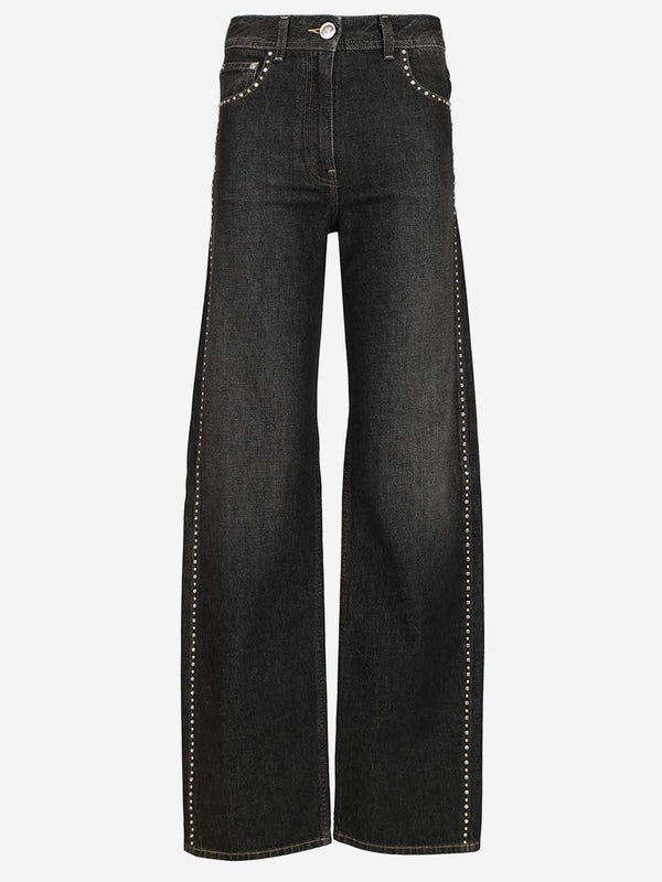 Cotton Jeans With Studs Black