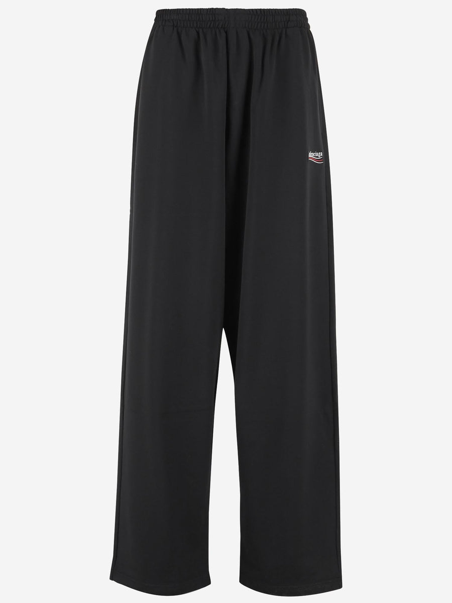 Cotton Blend Joggers Black Polyamide Trousers