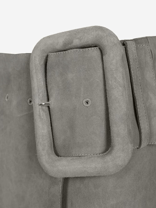 Skirt Suede With Maxi Buckle Grey Leather