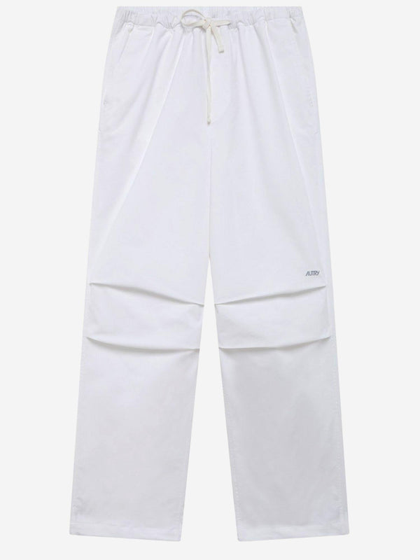 Nylon Pants With Logo White Polyester Trousers