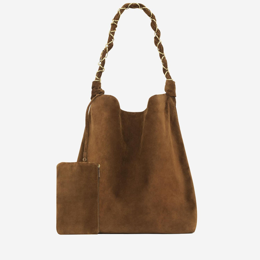 Amalia Suede Bag Brown Lambskin Shoulder