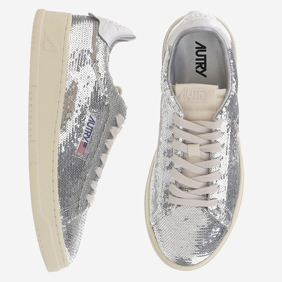 Dallas Low Sparkling Sneakers Silver Polyester Trainers