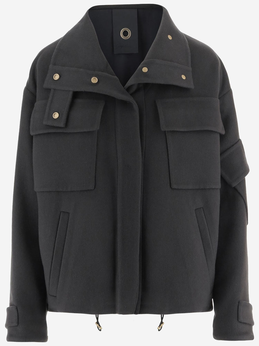 Cashmere Coat With Multiple Pockets Grey