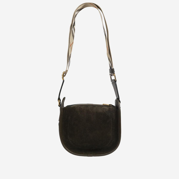 Mini Shoulder Bag Black Suede Leather