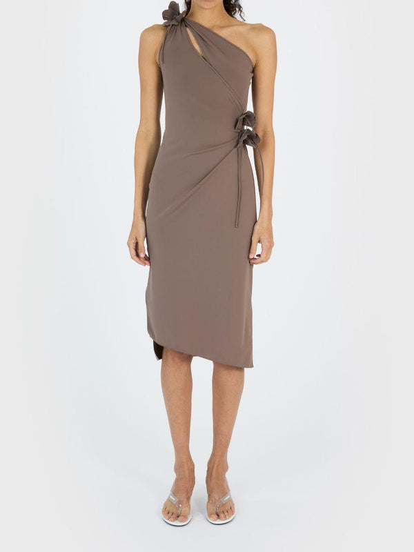 Dress Flower Brown Recycled Polyamide