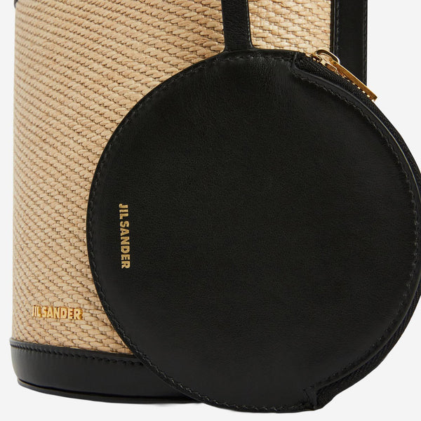 Canno Bucket Bag Leather And Rafia Natural Polyamide Shoulder